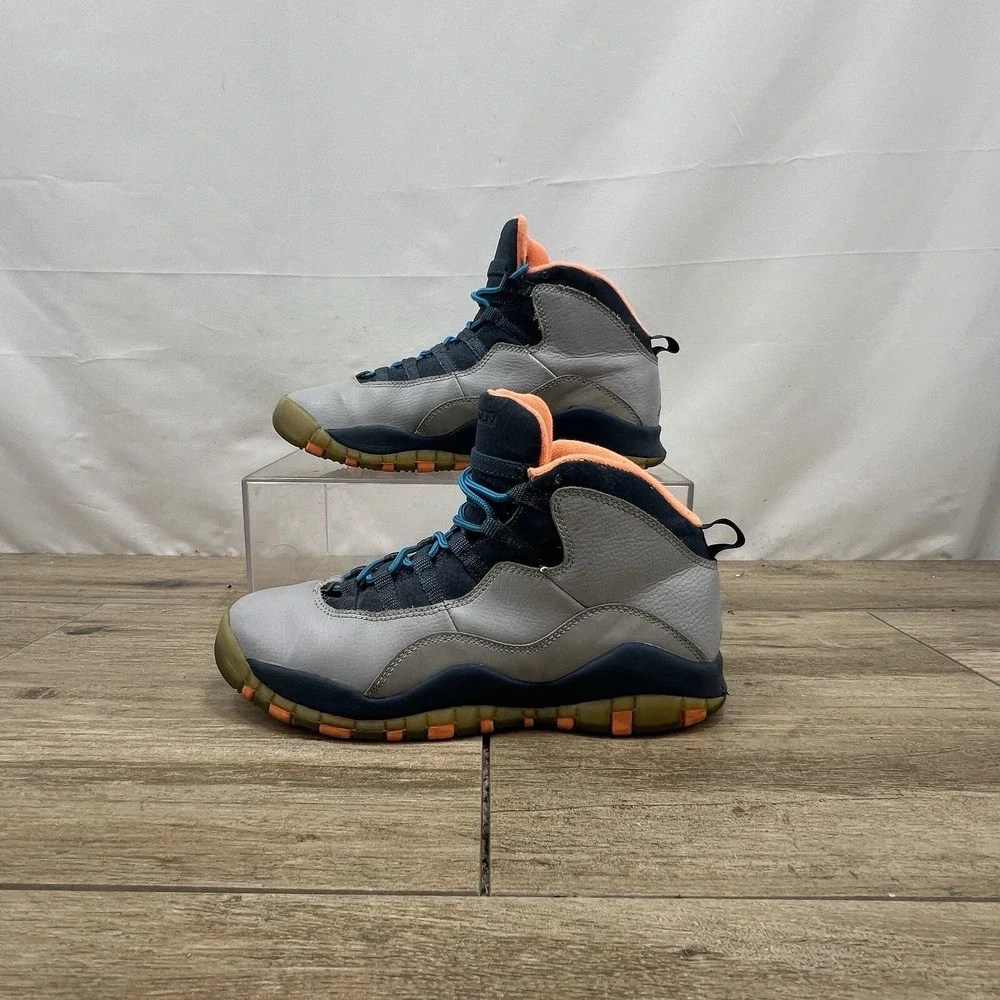 AIR JORDAN 10 RETRO Youth Size‎ 7 BOBCATS KD 310806-026 WOLF GREY ORANGE BLUE